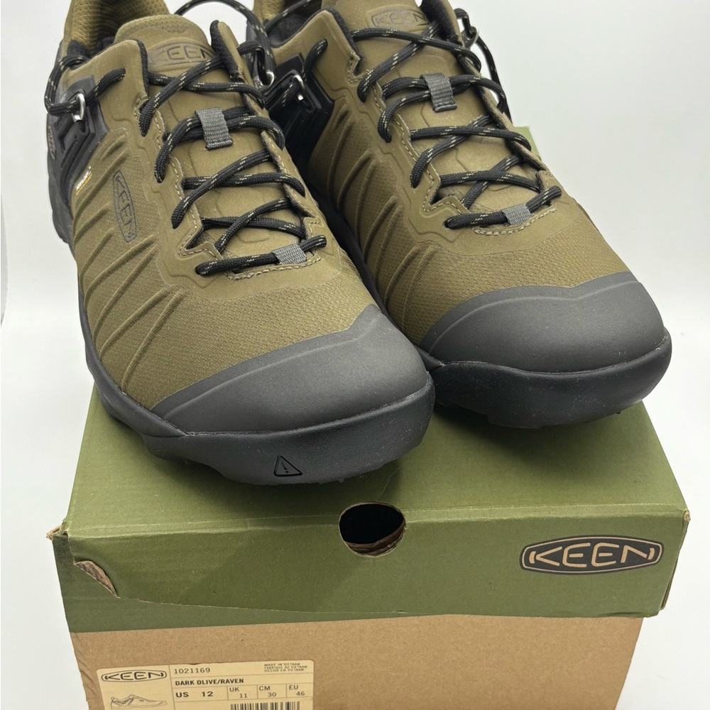 Men’s Keen Dark Olive and Raven Venture Waterproof Trail Shoes NEW size 12